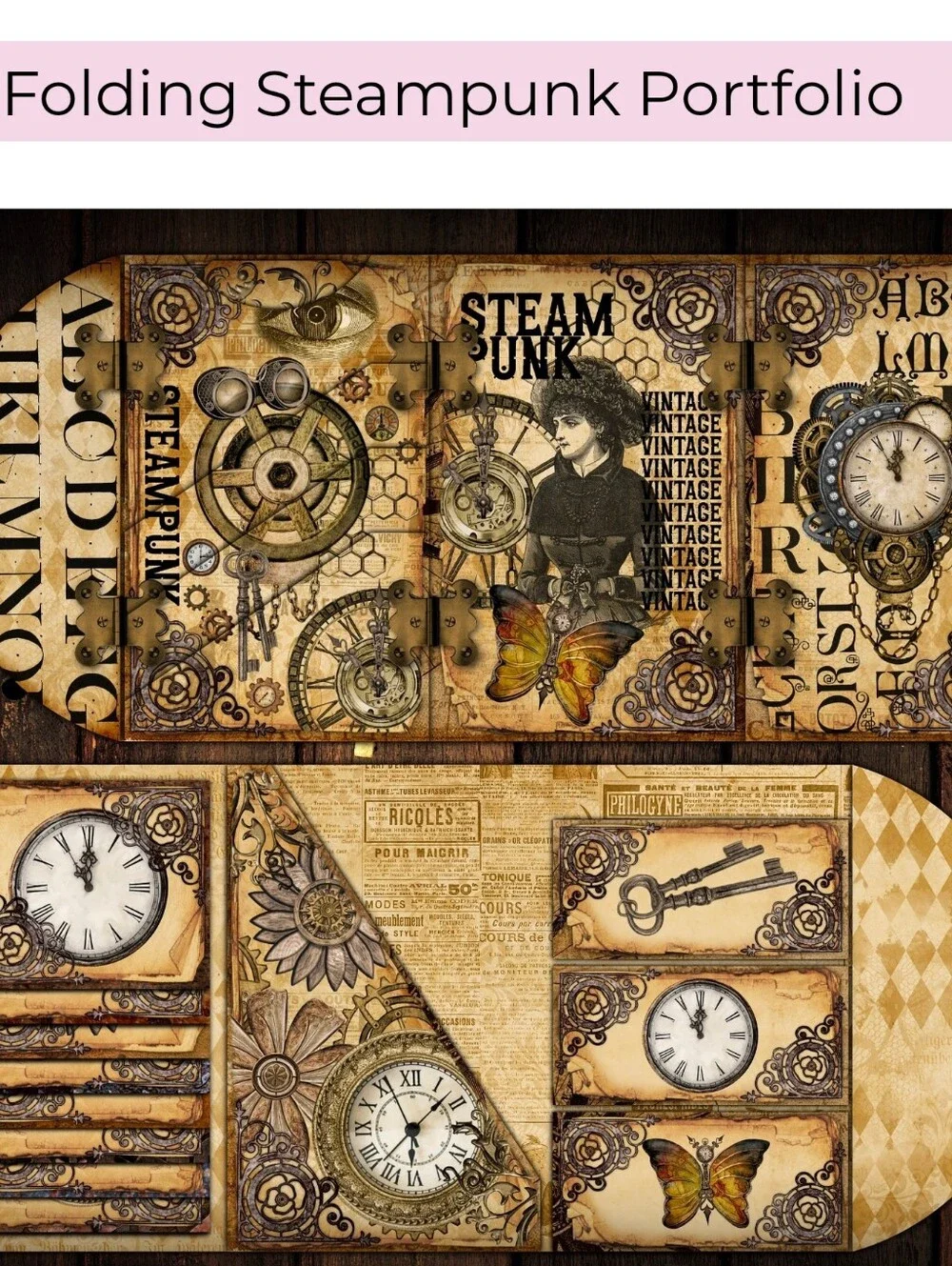100x Steampunk Vintage Junk Journaling KIT Scrapbooking Paper Craft Supplies